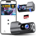 Dash Cam Front 4K - 1.5" IPS Display & 5G WiFi & 64G Card, 360° Rotation Mini Dashcam, Car Camera with WDR Night Vision, 24H 