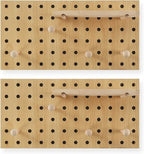Beige Wood Pegboard Modular Display Wooden Pegboard Combination Wall Organizer Storage Wall Hooks Shelf for Home, Office, Bat