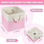 Geiserailie 6 Pcs 11 x 11 Inch Cube Storage Bins Fabric Storage Organizer Bins Foldable Cube Baskets with Sturdy Carry Handle