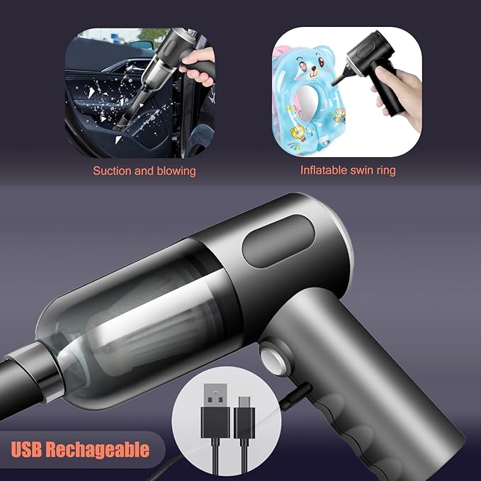 YUNYILAN Wireless Handheld Car Vacuum Cleaner High Power Rechargeable Household Mini Vacuum, Vacuum for Desk, Home and Office