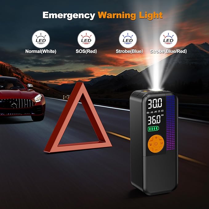 Jump Starter with Air Compressor,5500A Portable Car Battery Booster(All Gas & 10L Diesel) with 150PSI Cordless Auto Tire