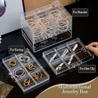 SPAKOWN Earring Organizer, Acrylic Earring Box Large 30 Compartments Jewelry Holder Organizer with 5 Drawers Stackable Earrin