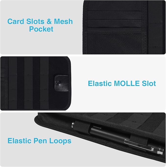 KENOBE Molle Car Sun Visor Organizer, Zipper Pouch with Glasses Clip, Semi-Rigid Tactical Panel for Car Accessories, Fits Most Vehicles, SUVs, Trucks, Black