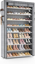 VILICK Shoe Rack with Cover Narrow Shoe Organizer with Pockets 10 Tier Tall Shoe Storage Holds 36-41 Pairs Shoes and Boots Sh