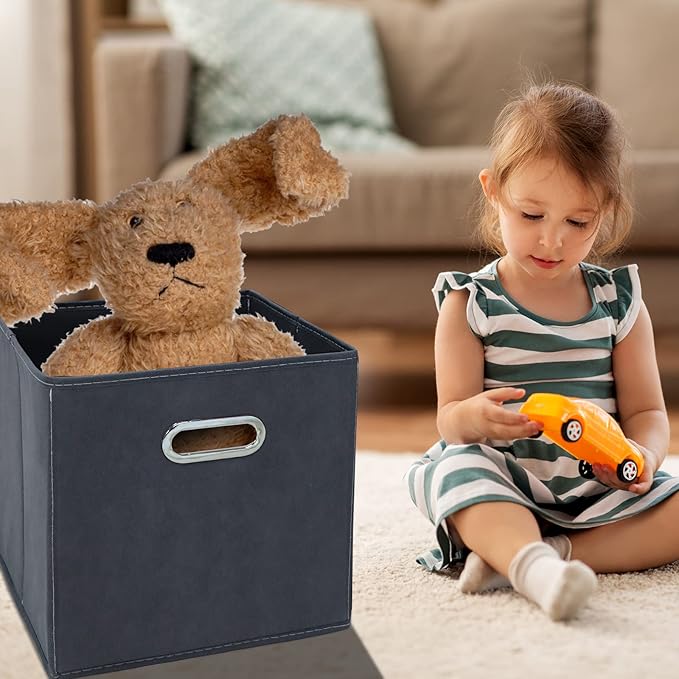 STOREONE Fabric Storage Bins Cubes Baskets Containers-(11X11X11) with Dual Handles Cube Storage Organizer Bins for Shelf Clos