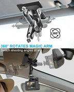 Car Sun Visor Camera Mount Holder for GoPro - [Metal Super Clamp] 360° Ballhead Magic Arm Accessories with 1/4"-20 Thread, for GoPro Hero13 Black 12 11 10 9 8 7, Insta360 X3 X4 Go3 Ace Pro DJI Action