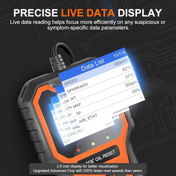 OBD2 Scanner, Code Reader OBDII Scan Tool for Check Engine Light/Oil Light Reset, Fast and Accurate Fault Diagnostic Scan Tool