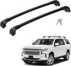 330LBS Lockable Roof Rack Cross Bars Fit for 2021 2022 2023 2024 2025 2026 Chevy Tahoe Suburban Yukon Escalade, Aluminum Crossbars Cargo Racks Rooftop Luggage Canoe Kayak
