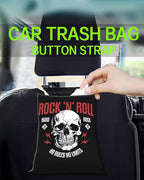 Car Trash Can, Durable Hanging Car Trash Garbage Bag, Cute Automotive Garbage Cans Organizer, Black Rock Skull