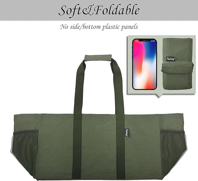 Finnhomy 42L Extra Large Utility Tote Bag, Oxford Fabric Reusable Folding Grocery Bags with Handles and Pockets, 2 Pack