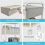 3-tier Baby Diaper Caddy Organizer and Storage Cart with 4+3 Dividers, Metal Utility Cart with Lockable Wheels for Nursery, B