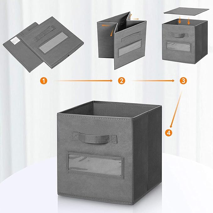 artsdi 13x13x13 storage cube bins(Set of 8) Fabric storage cubes with 8 Labels Window Cards & a Pen, storage cubes 13x13, Col