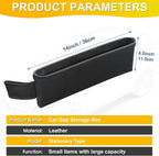 2 Pack Update Car Seat Gap Filler Organizer Leather Console Storage Box Front Side Pocket Seats Organizers Filler Interior Car Accessories for Phone Wallet Coin Key Sunglasses (Black)