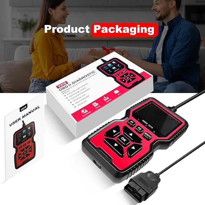 V519 OBD2 Diagnostic Scanner Tool - Vechicle Check Engine Light Code Reader with Battery Voltage Tester, I/M Readiness, Reset,