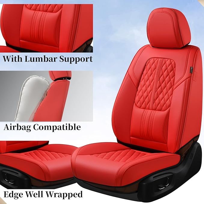 Coverado Seat Covers, Car Front Seat Covers with Backrest, Nappa Leather Car Seat Protectors,Waterproof &Breathable,Anti-Slip