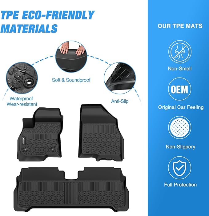 Nilight TPE Floor Mats for Chevy Bolt EUV 2022 2023 2024, All Weather Custom Fit Heavy Duty Floor Liners