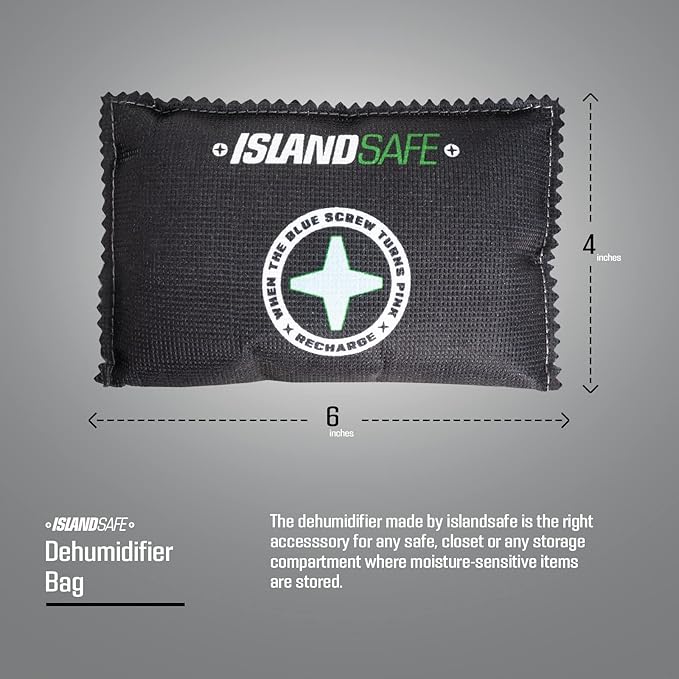Safe Moisture Absorber Dehumidifier Bag, Rechargeable Desiccant Moisture Absorbing Packet for Safes, Cabinets, Home Closets,