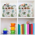 xigua Cute Dragon Storage Basket Collapsible Storage Bins Waterproof Canvas Storage Basket with Leather Handles for Home Clos