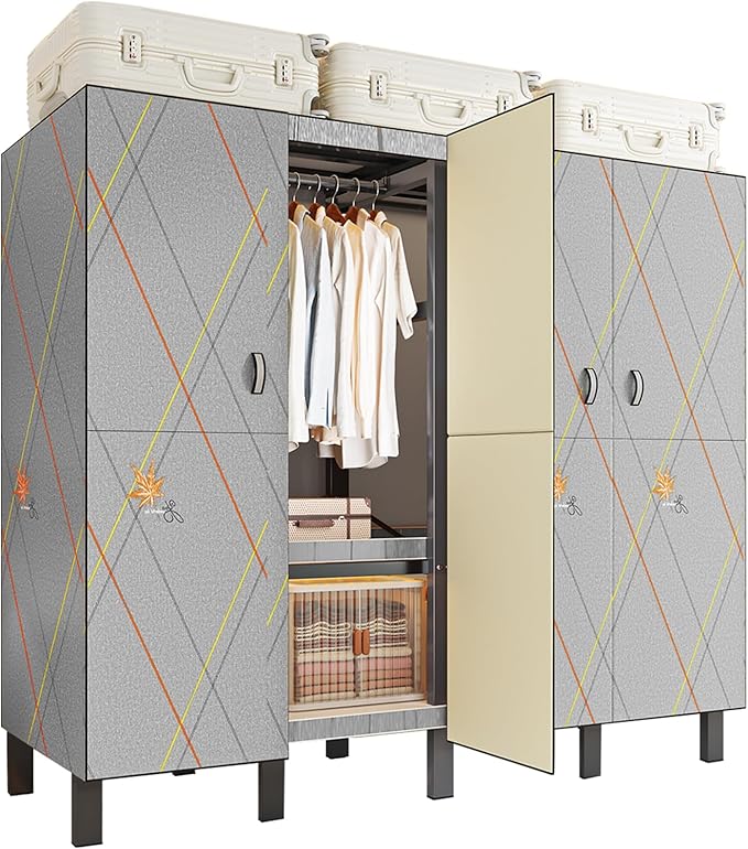 Large Portable Closets for Hanging Clothes | Heavy Duty Clothes Rack with Cover Foldable | Max Load 1000LBS Portable Wardrobe