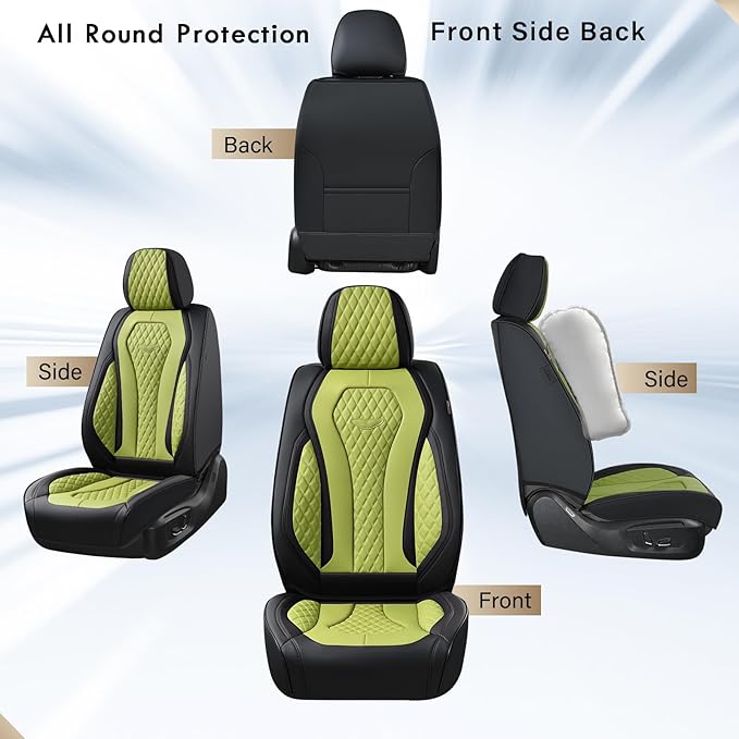 Coverado Seat Covers Front Seats, Green Car Seat Covers 2 Pack, Driver Seat Cover, Luxury Automotive Seat Covers, Car Seat Cu