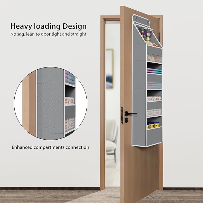 Univivi 5-Shelf Space Saving Door Storage Over Door Hanging Organizer with 4 Large Capacity Roomy Pockets Closet Cabinet Wall