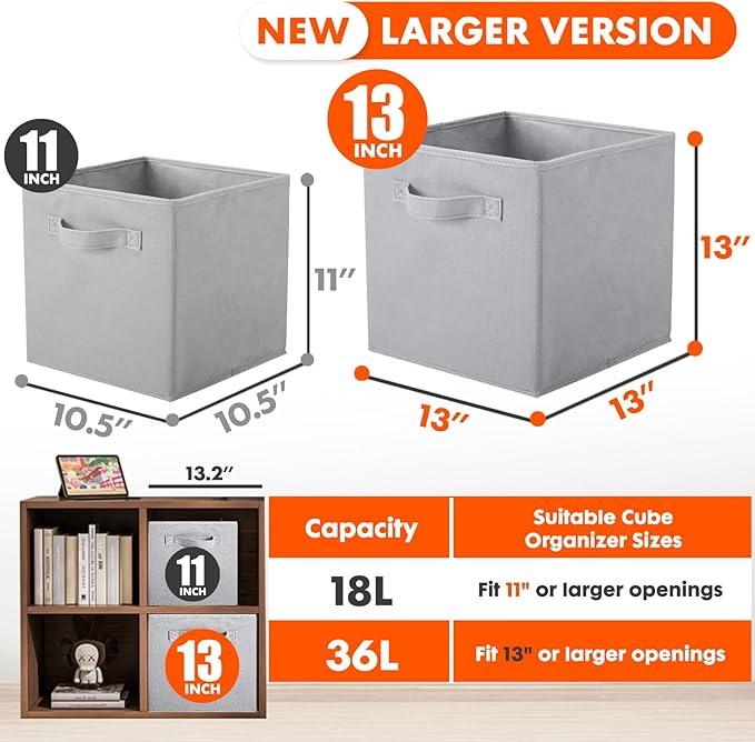 ShellKingdom Storage Bins, Foldable Fabric Storage Cubes And Cloth Storage Organizer Drawer For Closet And Toys Storage, 13 X