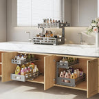 1-Pack Under Sink Organizers and Storage,2-Tier L Shape Pull Out Cabinet Organizer With Round Tube Slide Rails,Hight Adjustab