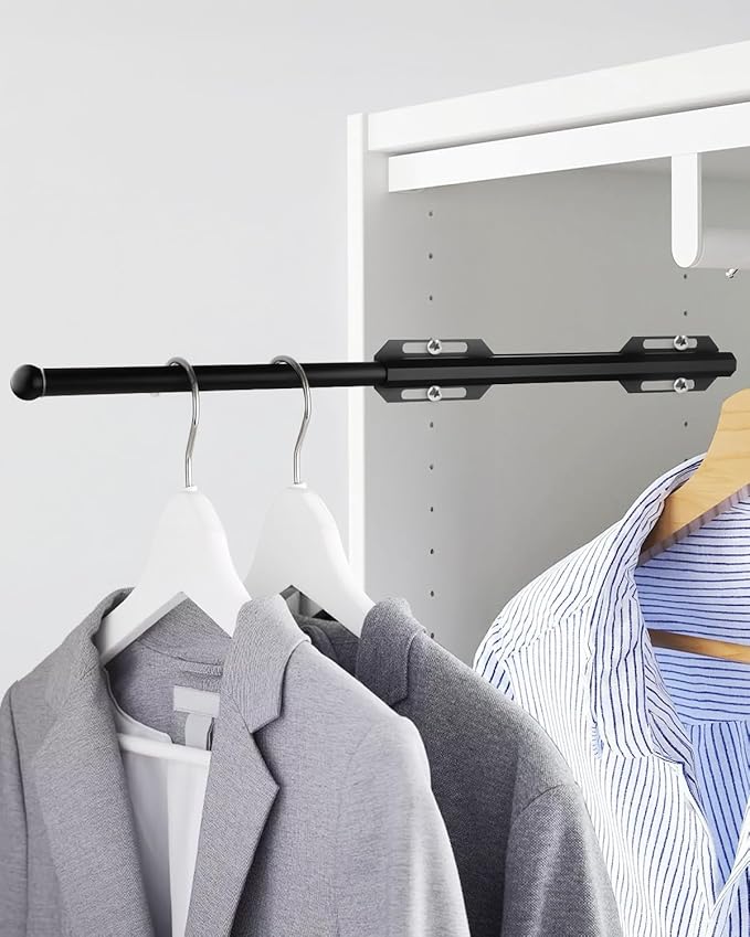 Valet Rod for Closet Pull Out, 12" Adjustable extending closet rod, Standard Retractable closet rod organization rack, Valet 