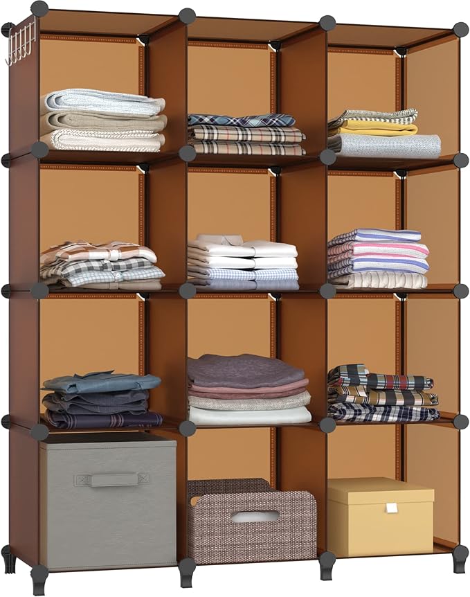 HOMIDEC Closet Organizer, 12-Cube Closet Organizers and Storage, Cube Storage Organizer for Kids, Closet, Bedroom, Bathroom, 