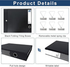 Storage File Boxes A4, 6 Pack Foldable File Box with Clip, 50mm Spine, Plastic Archives Cases with Magnetic Closure, Document