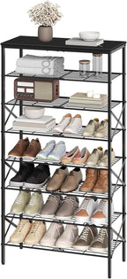 YATINEY 8 Tier Shoe Rack, Large Capacity Shoe Storage Organizer Holds 32 Pairs, Sturdy and Stable, for Entryway, Hallway, Clo