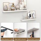 Heimlove Floating Shelves for Wall,16 inchs Shelf for Small Bathroom,Mounted Storage & Display Wood Shelves for Bedroom,Livin