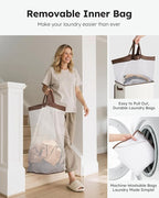 SOLEDI Clothes Hamper with Lid - 100L XL - Large Laundry Basket with Removable Bag, Collapsible Laundry Baskets, Convenient S