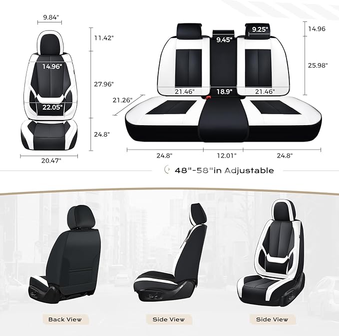 Coverado Seat Covers, Car Seat Covers Full Set, Leather Seat Covers for Cars, Car Seat Protector, Black Car Seat Covers Front