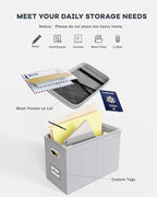 Oterri File Organizer Box with Lid, Hanging Filing File Box with Mesh Pocket, Document Organizer Box for Letter Files, Portab