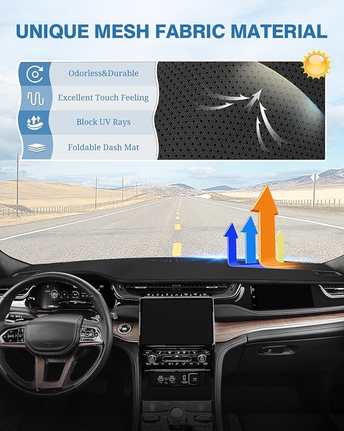 FIILINES Dash Cover for Jeep Grand Cherokee L 2021-2025(Not Fit Jeep Grand Cherokee), Dashboard Mat Cover Sunshade Nonslip Me
