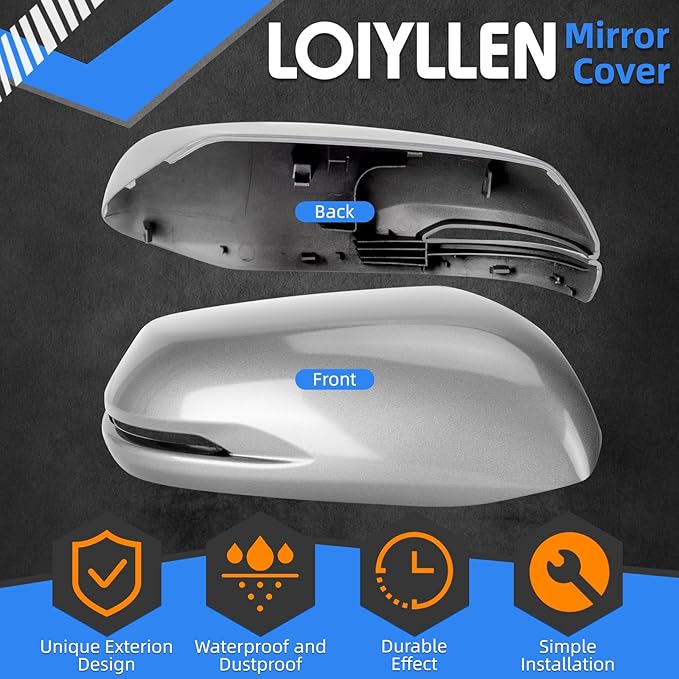 Passenger Side Mirror Cover Replacement for Honda CRV 2017 2018 2019 2020 2021 2022 - Right Side Mirror Covers, Rear View Mirrors Cap Accessories Grey, With Lamp