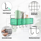 Shimeyao 2 Pcs Pegboard Accessories Set Including 2 Pegboard Baskets Bins with 5 Hooks 4 extra Hooks Black Metal Wire Basket 