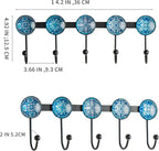 Boho Coat Rack Wall Mounted with 5 Hooks, Glacier Theme Mandala Pattern Decorative Wall Hooks for Hanging Hat, Key, Towel, Pu