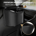 Car Trash Can with Removable Leakproof Liner – Clip On Trash Bin for Seat Back, Door Pocket & Headrest – Sturdy PU Leather Garbage Can Organizer for Luxury Cars, SUV, Truck & Sedan