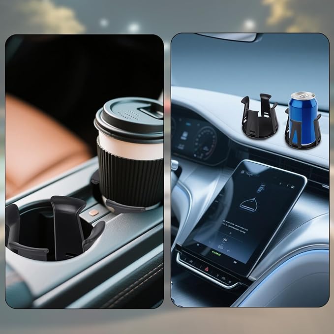 4pcs Car Cup Holders Insert, Self-Adhesive Automotive Cupholder Expander Wiggle Free Design Easy to Use Automotive Interior Roaster Accessories for Fixing Water Cups and Drinks (Black)
