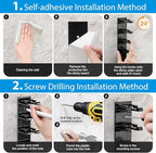 2 Pack Hat Organizer for Baseball Caps, Hat Rack for Wall Hold Up to 16 Hats, Hat Holder with Strong Adhesive and Screws, Hat