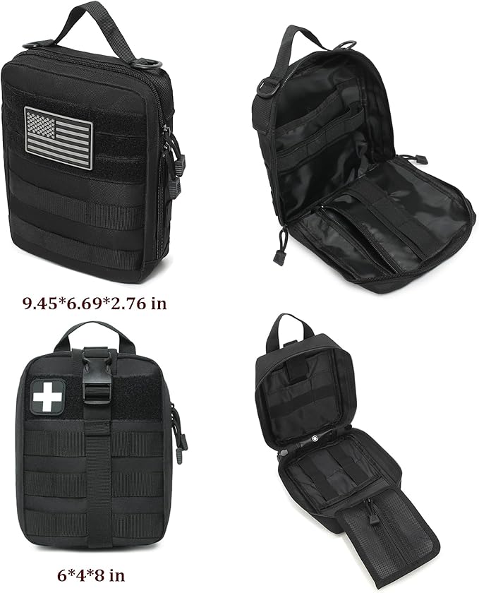 6 Pack Tactical Molle Car Seat Back Organizer - Tactical Vehicle Panel Organizer with 5 Detachable Molle Pouch,US Flag Patch
