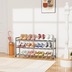 Expandable Shoe Rack for Closet Adjustable Metal Shoe Rack for Entryway 18.5"-33" Free Standing Shoe Organizer 12 Pairs with 