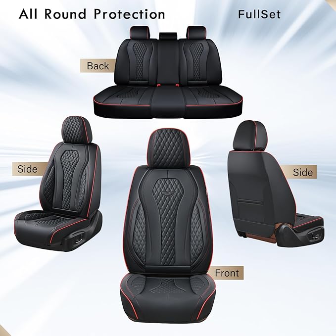 Coverado Car Seat Covers Full Set, Black Seat Covers, Waterproof Car Seat Cover, Car Seat Cushion, Car Seat Covers Front Seat