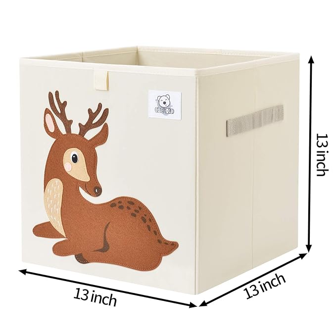 CLCROBD Foldable Animal Cube Storage Bins Fabric Toy Box/Chest/Organizer for Toddler/Kids Nursery, Playroom, 13 inch (Deer)