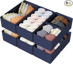 DIMJ Drawer Organizers Clothes, Set of 8 Dresser Organizer Bins, Fabric Closet Organizers and Storage, Shallow Drawer Divider
