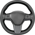 MEWANT Hand Stitched Real Leather Steering Wheel Cover for Tesla Model 3 2017-2023 / Model Y 2020-2023 for Tesla Model 3/Y Accessories(3D Style)