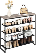 HOOBRO Shoe Rack, 5 Tier Shoe Storage Organizer with 4 Oxford Fabric Shelves and Top Panel, Holds 16-20 Pairs of Shoes, for E