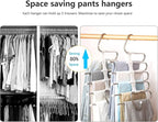 Upgrade Azeroth Pants Hangers 4 Pack Space Saving S-Type Stainless Steel Clothes Pants Hangers,Anti-Slip Design,Clothes Close